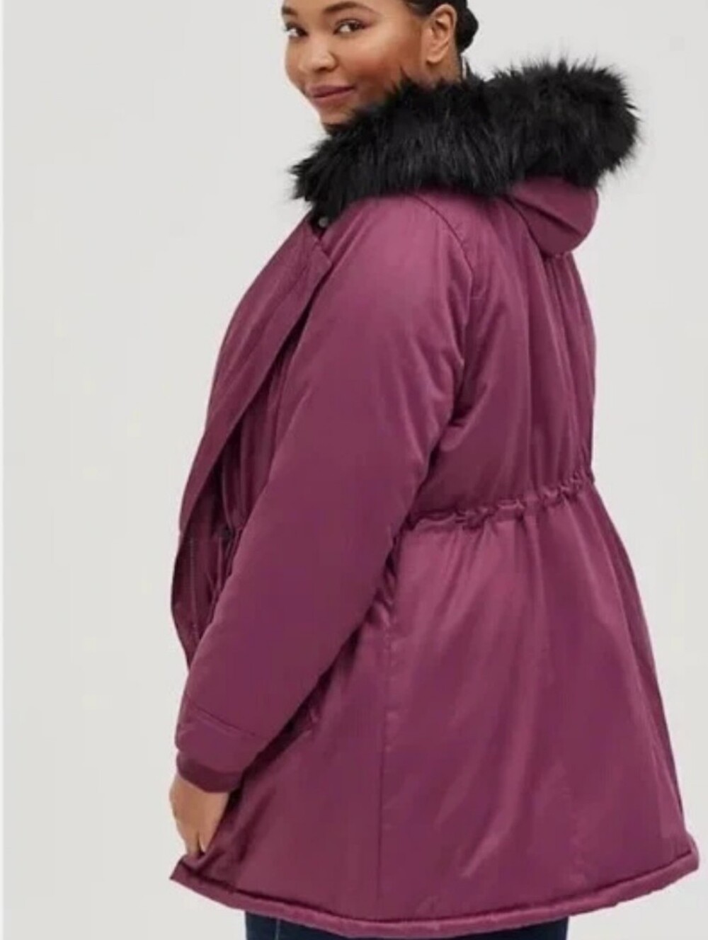 Torrid Faux-Fur Lined Hooded Parka in Plum